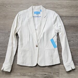Draper James Cream Textured Single-Button Blazer NWT